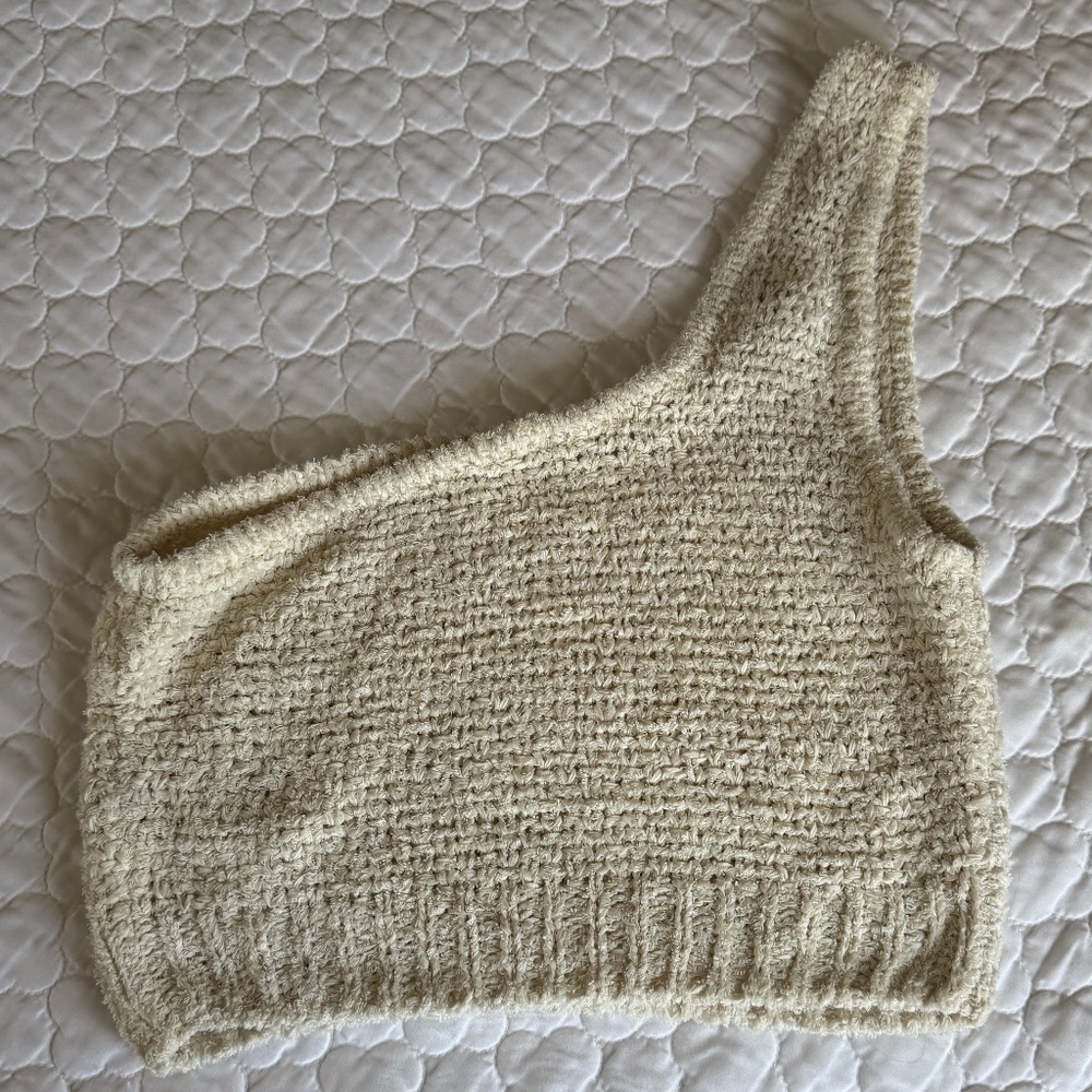 Jonathan Simkhai Knit One Shoulder Crop Top Size Large - Picture 2 of 4